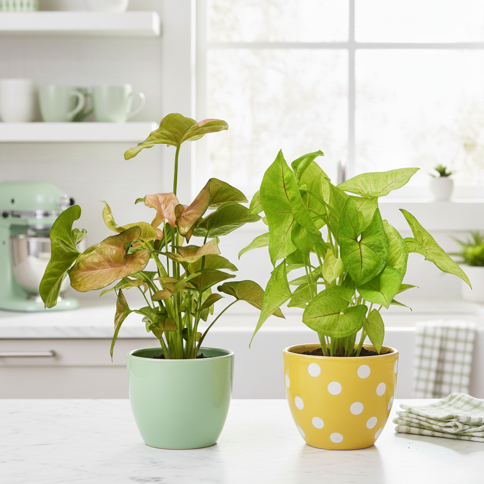 Buy Random Syngonium Variety 2-Pack 4" Pots for home decoration, easy care houseplants, tropical live plants, assorted houseplant pack