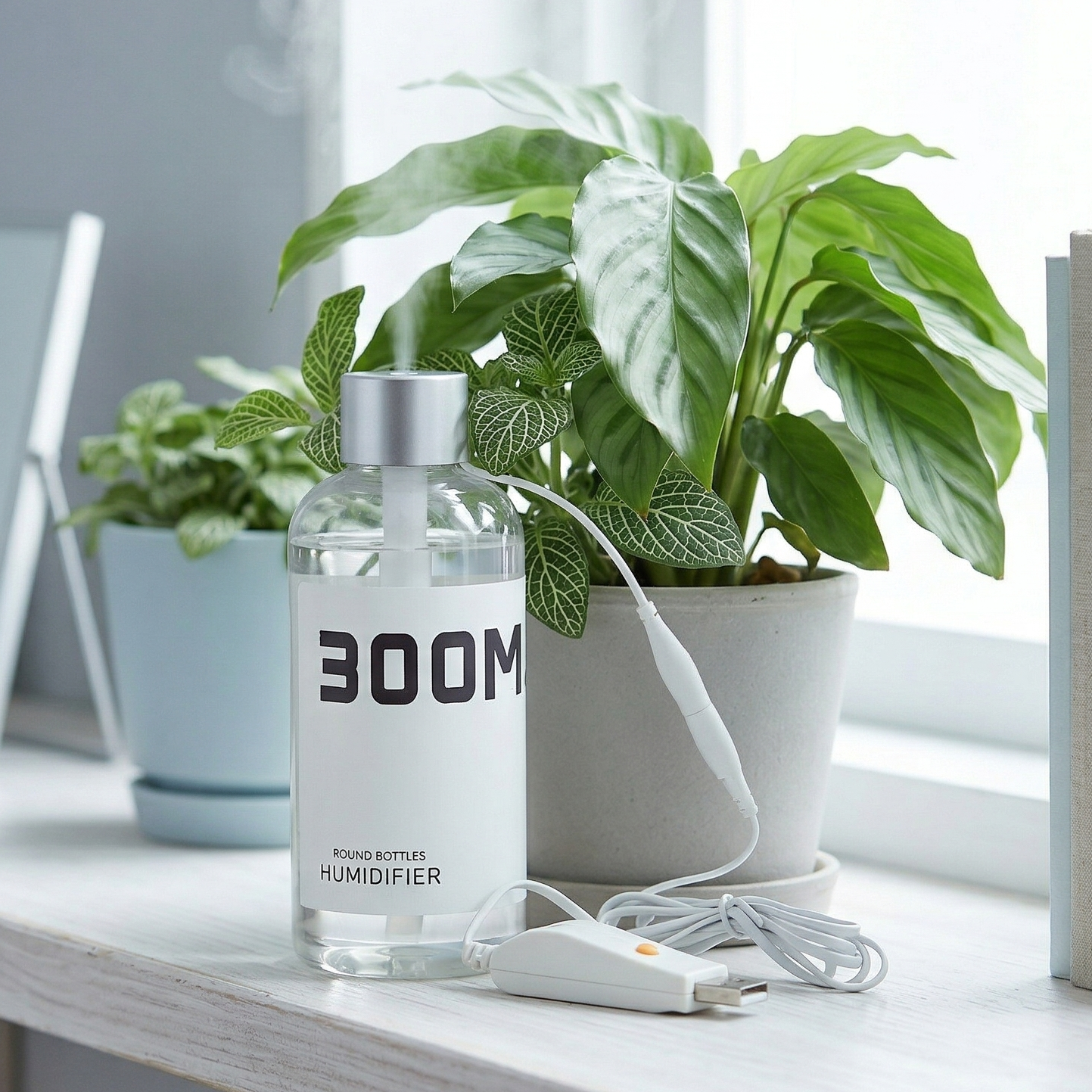 Buy 300ml plastic USB humidifier online, 300ml plastic USB humidifier portable mini air humidifier for desk, 300ml plastic USB humidifier cool mist for indoor air moisture, portable 300ml USB humidifier plastic tank for bedroom and workspace, 300ml USB humidifier for dry air relief in bedroom
