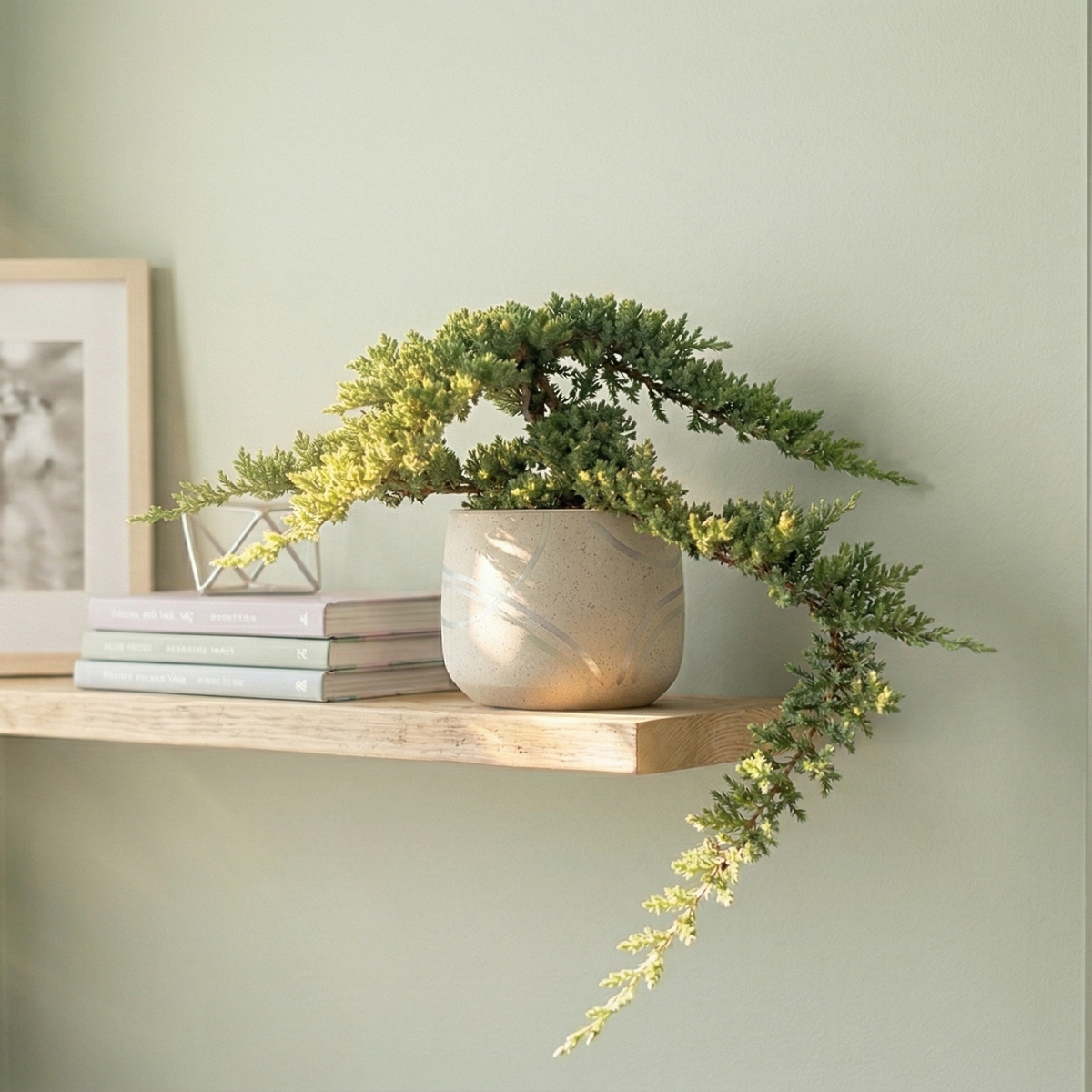 6" pot Bonsai Juniper live houseplant for sale, lush scale-like foliage in deep forest green, twisted sculptural branching, low maintenance outdoor bonsai, hardy through seasonal changes, elegant gift for plant enthusiasts and bonsai beginners