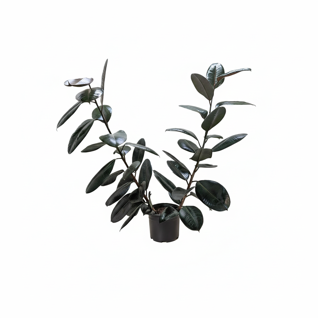 8" pot ficus elastica 'burgundy' - burgundy rubber plant live houseplant for sale, large deep burgundy oval leaves with glossy surface, mature tree-like silhouette, vigorous upright growth habit, formaldehyde-filtering air purifier, bold sculptural floor plant for office or living room corners, makes an impressive gift for interior design lovers