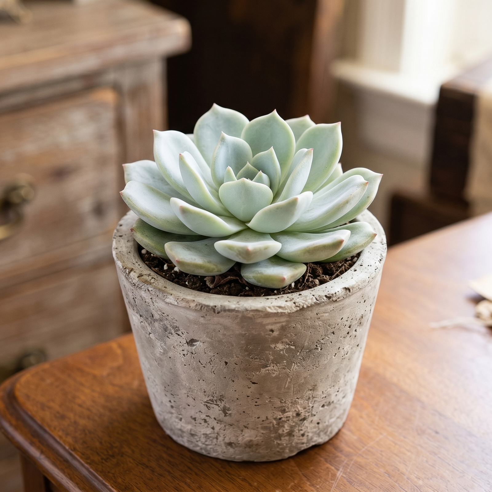 buy echeveria 'chrissy n ryan' live succulent 2 inch online, grey blue rosette leaves, pink red stress coloration, fuzzy textured foliage, compact clustering growth, drought tolerant care, modern minimalist decor accent, perfect unique plant gift