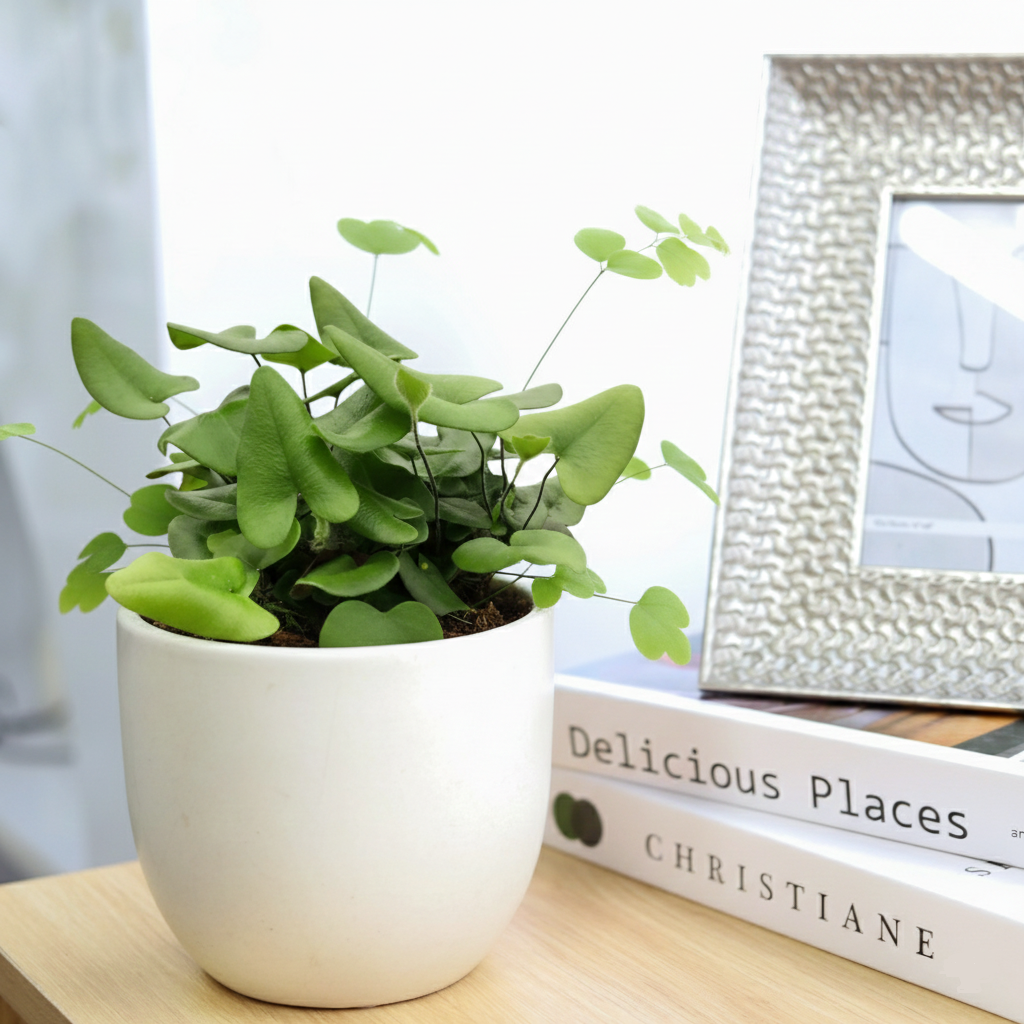 buy fern 'heart' live houseplant 4" pot online, glossy deep green heart-shaped fronds, leathery leaf texture, compact upright growth, fuzzy black stems, epiphytic tropical character, charming romantic terrarium centerpiece, perfect gift for plant lovers and fern collectors