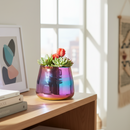 Rainbow Glaze Planter, Unique Flower Vase, Artisanal Stoneware Pot for Succulent and Houseplant Decor