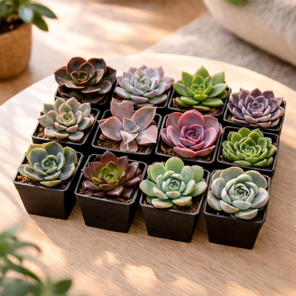 Echeveria Succulent Pack for sale, assorted echeveria succulent bundle for home decor, echeveria hybrid succulent pack for collectors, echeveria plants for office desk decoration