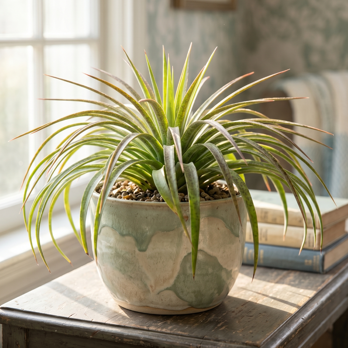 buy mangave 'bad hair day' online, spiky variegated foliage, 1.5 inch plug, tolerates low-light conditions, deep roots require heavy pot