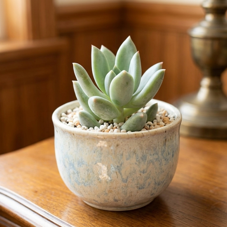 buy pachyveria 'rough' live succulent small online, sea green chunky leaves with powdery farina coating forming compact rosettes, clumping offset growth habit, drought tolerant easy care plant, perfect architectural houseplant accent, thoughtful succulent