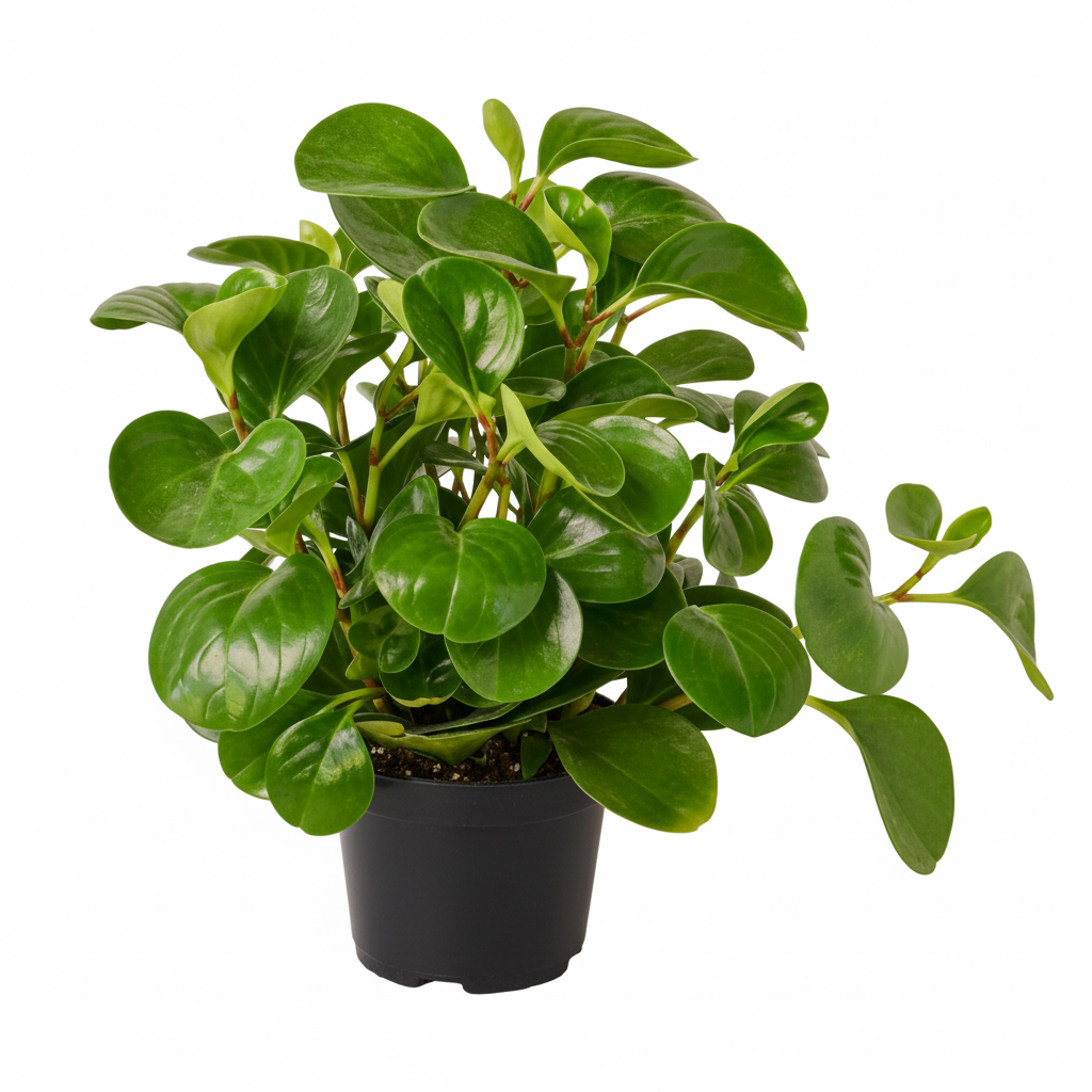 buy peperomia thailand live houseplant 6" pot online, lush jade-colored semi-succulent foliage, compact non-trailing growth form, air purifying and pet safe indoors, thrives in bright indirect or office light, elegant accent for shelves or windowsills, a lasting green gift for home or workspace