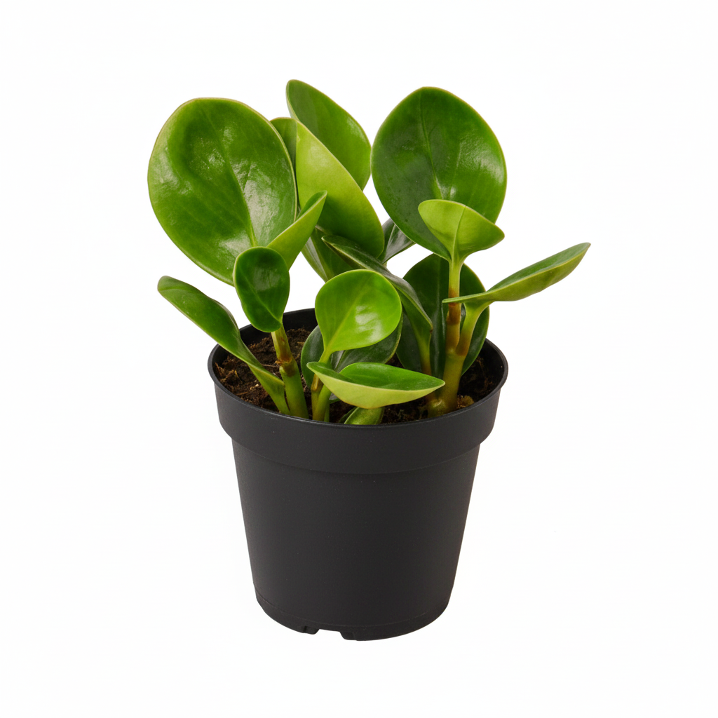 4" pot peperomia thailand live houseplant for sale, rounded smooth waxy leaves in deep forest green, sturdy upright bushy habit, easy care tropical houseplant, nearly bulletproof for beginners and collectors alike, suits minimalist or contemporary interior styling, an ideal low-fuss gift plant for any occasion