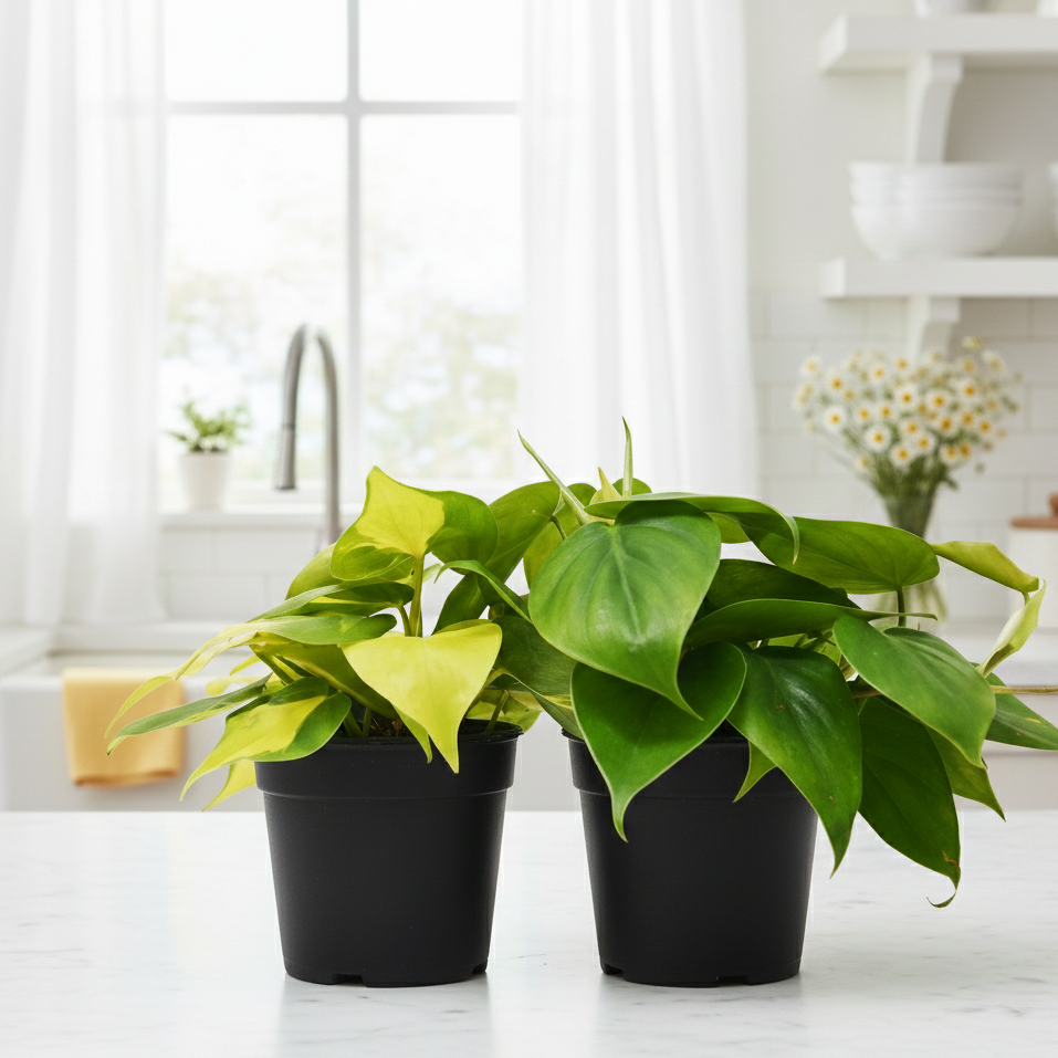 Random Philodendron Variety 2-Pack 4" Pots, heartleaf philodendron, variegated philodendron, easy houseplants, indoor trailing plants, air purifying plants