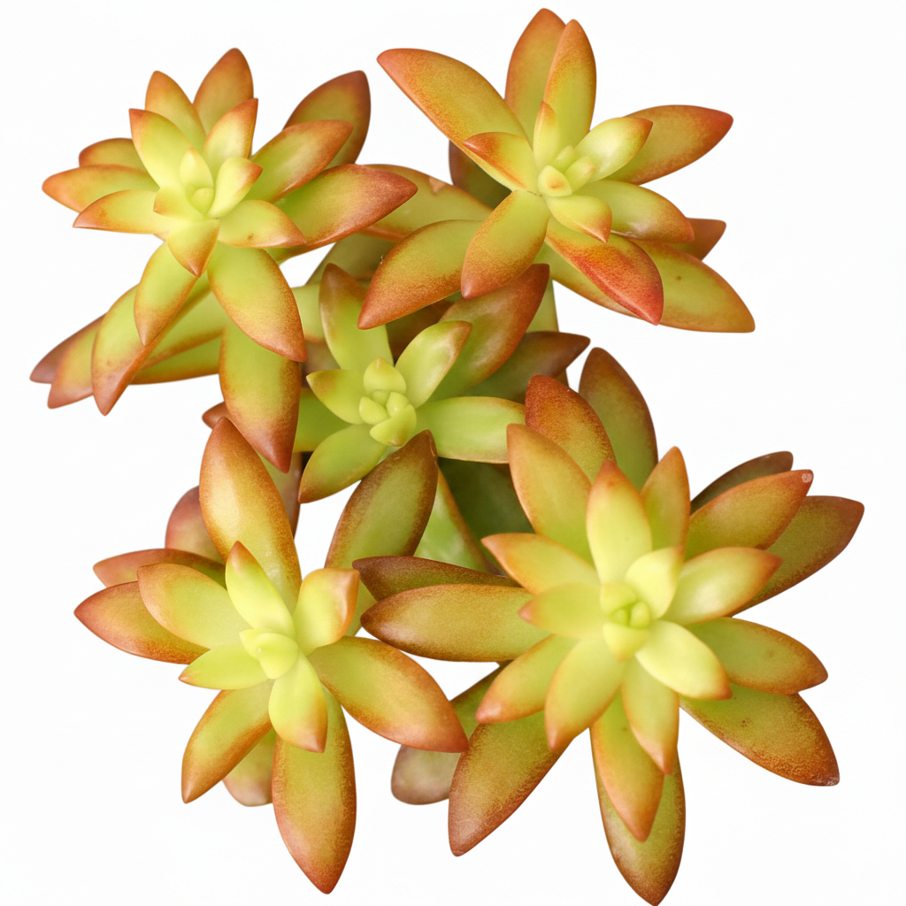 buy sedum orange glow live succulent 2 inch online, fiery orange-copper fleshy pointed leaves, sun-blushing rosette form, drought tolerant easy care, vibrant color-shifting foliage, bohemian windowsill accent, a stunning succulent gift for plant lovers in a plastic pot