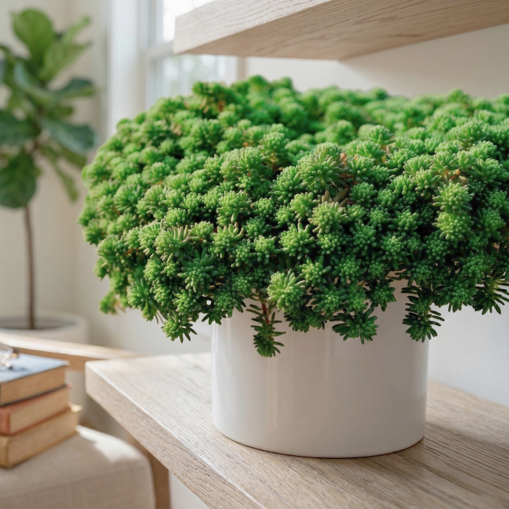 buy sedum pallidum var. bithynicum live succulent 2 inch online, pale green to bluish-toned fleshy tiny leaves, soft creeping trailing stems, pink-blushed tips in bright sun, drought tolerant low-maintenance care, delicate airy mat-forming ground cover, perfect gift for succulent lovers and rock garden enthusiasts
