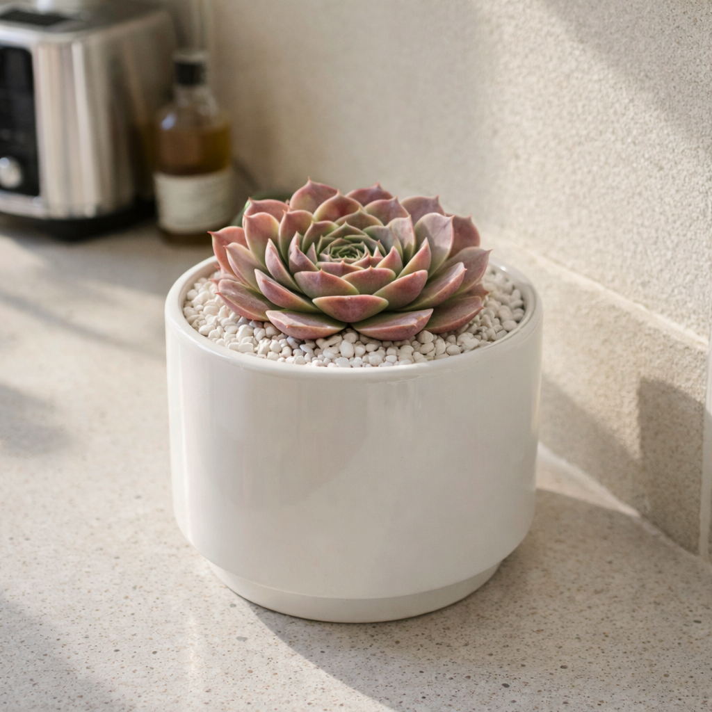 2 inch sempervivum heuffelii 'saffarina' live succulent for sale, rich burgundy and green bicolor rosette, fringed cilia leaf texture, slow-spreading clumping habit, year-round vibrant color, planted in plastic pot, stunning low-maintenance tabletop or patio accent, ideal rare succulent gift for garden enthusiasts