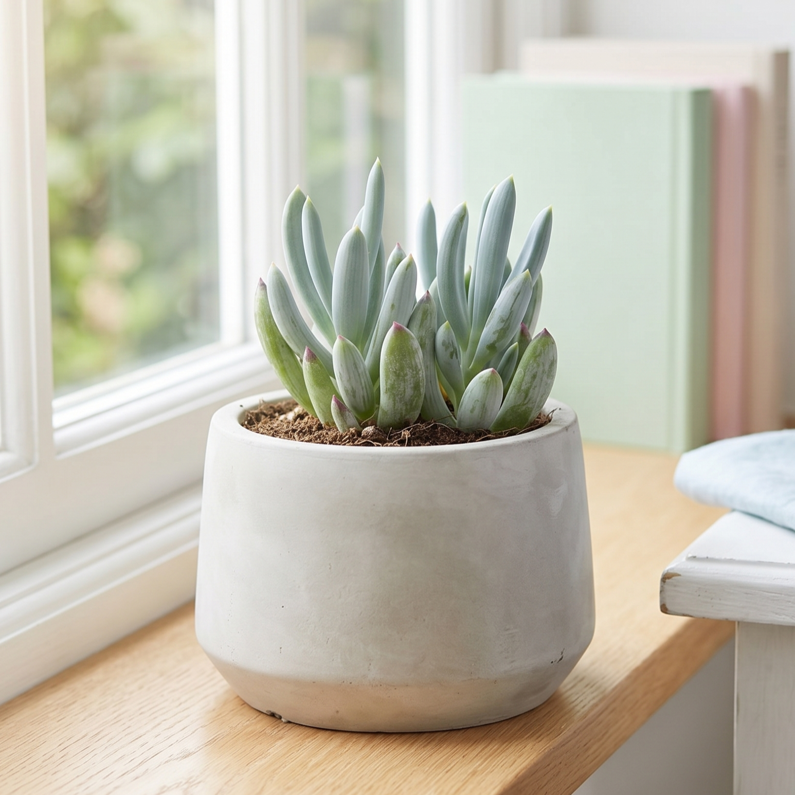 buy Senecio serpens - Mini Blue Chalksticks live succulent 2 inch online, blue grey finger-like leaves upright growth modern home gift