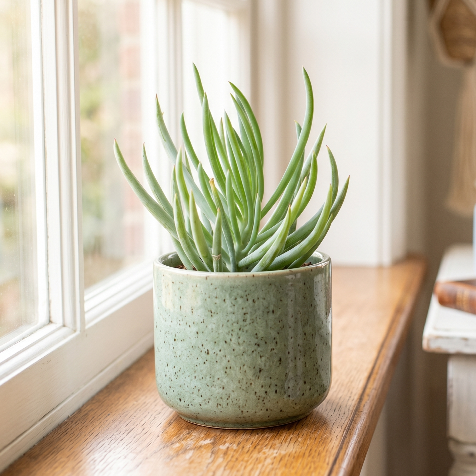 buy senecio vitalis 'serpents' - blue chalk fingers live succulent 2 inch online, blue green cylindrical leaves upright growth architectural decor gifts