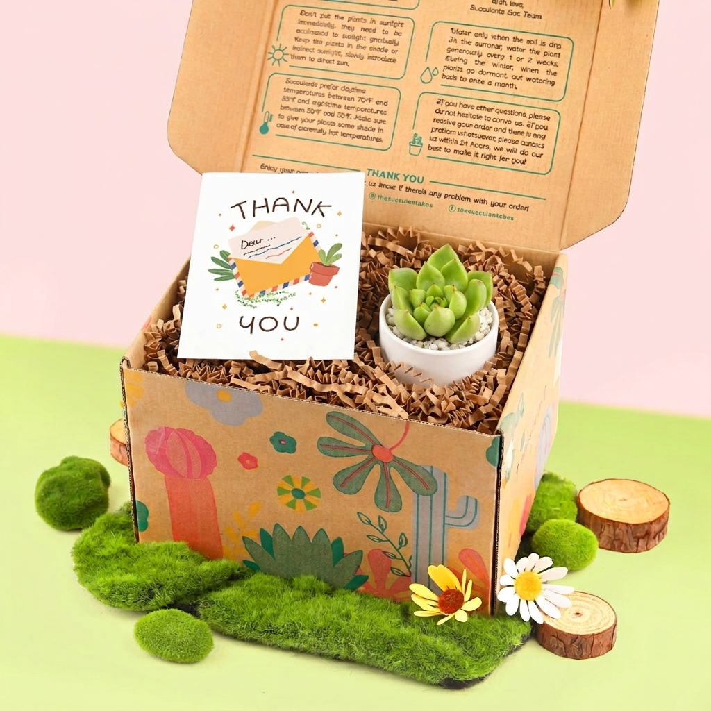 Mother's Day gift for plant lovers, Handpicked succulent gift box for moms, Meaningful Mother's Day gifts for grandma, Low maintenance indoor plant gift for her, Minimalist succulent desk plant gift